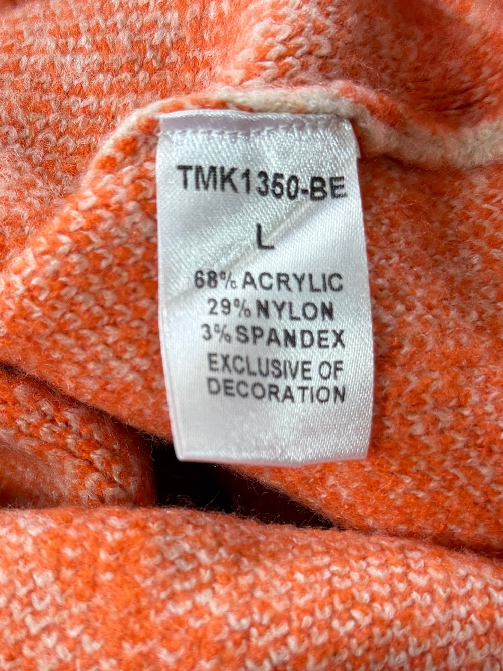 Abstract Statement Sweater Size L Orange Tan Artsy Fall Modern Boutique Style - Picture 8 of 9